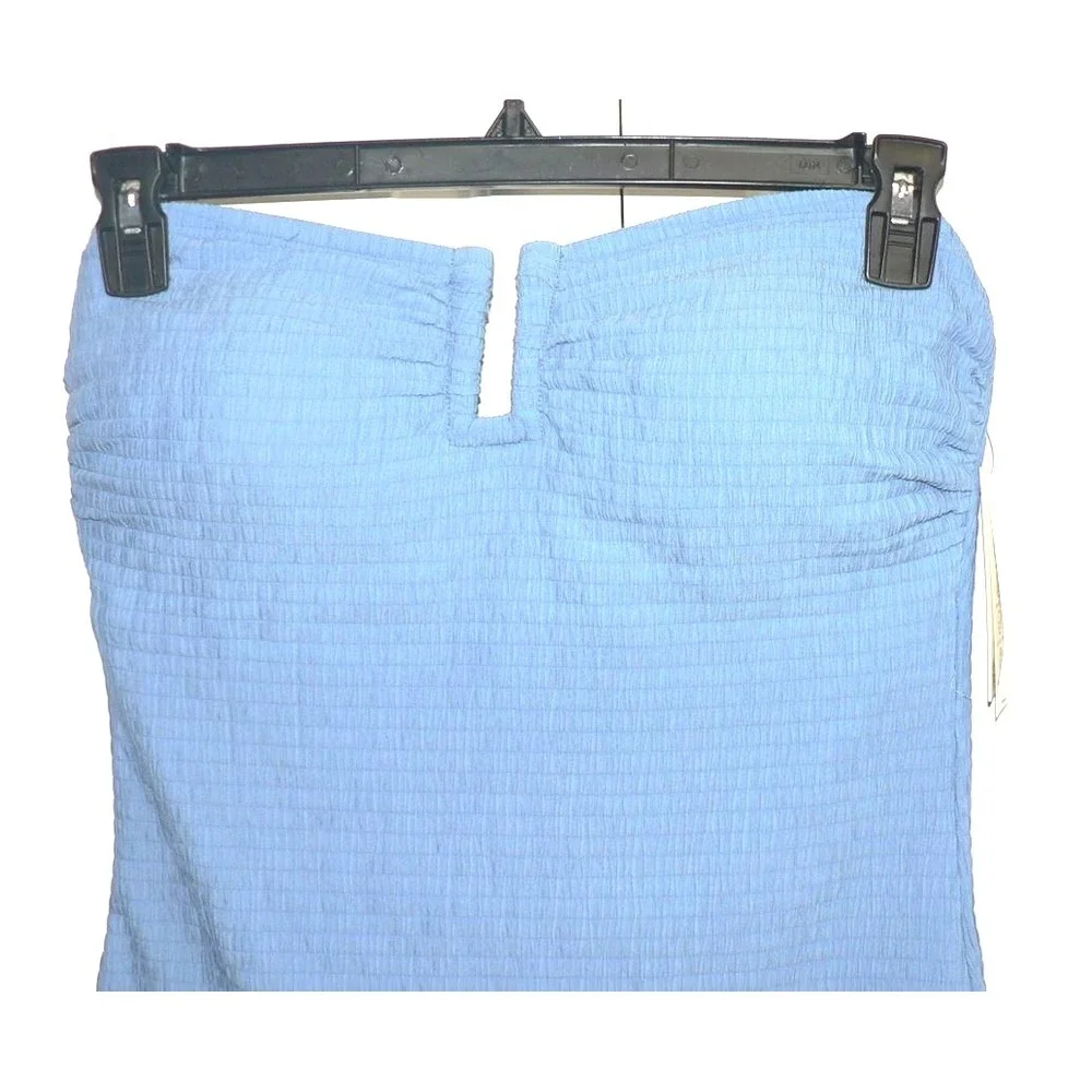DKNY Women's Textured One-Piece Piece Strapless Swimsuit in Blue XLarge - Picture 4 of 7